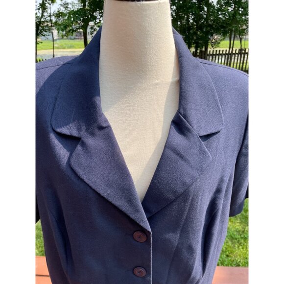 Fashion Bug Plus Size 18/20W Navy Short Sleeve Button-Front Blazer Jacket Polyes - Picture 2 of 8